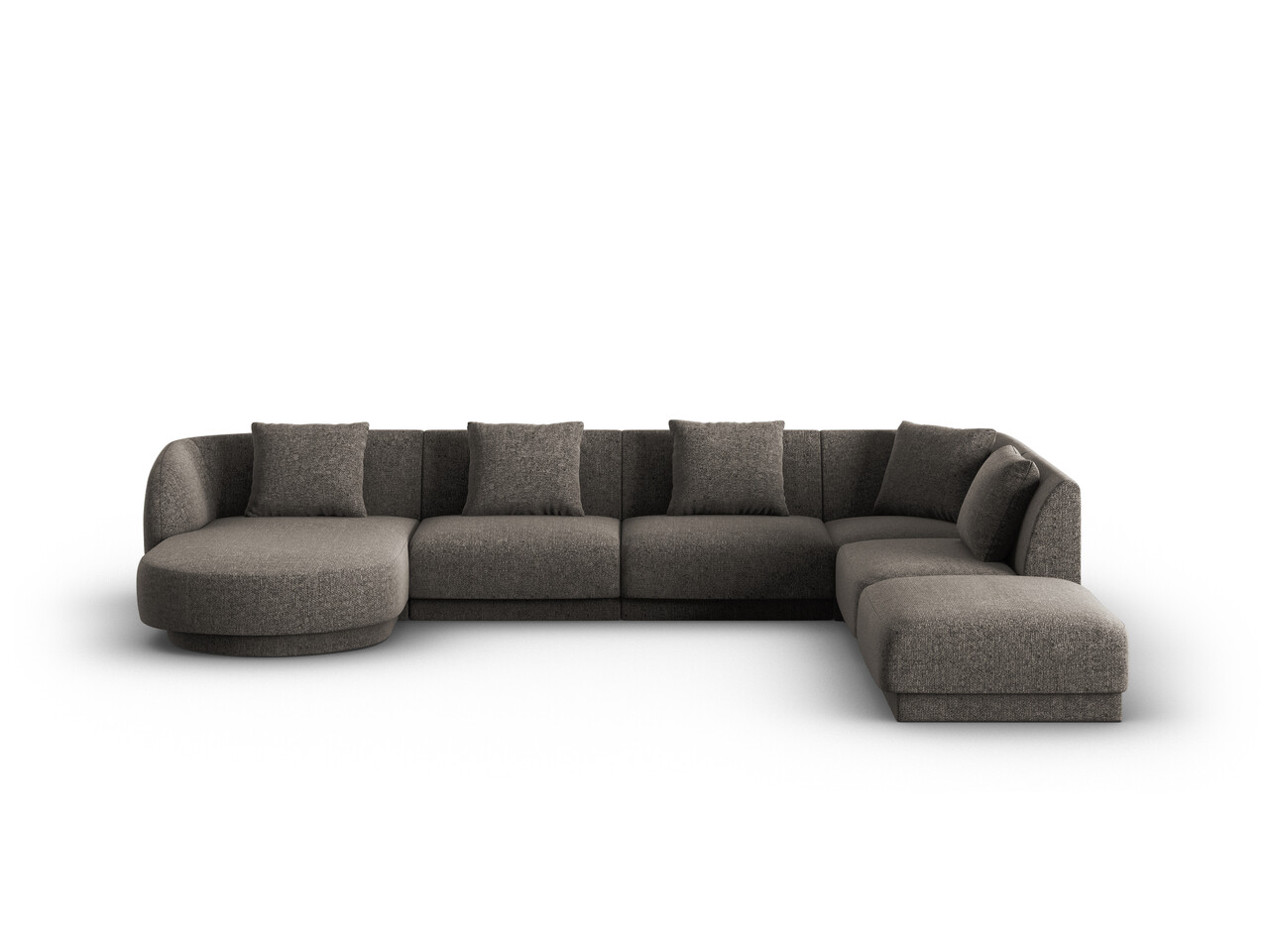 Coltar panoramic dreapta 6 locuri, Tulum, Cosmopolitan Design, 330x255x70 cm, tesatura chenille, gri - imagine 6